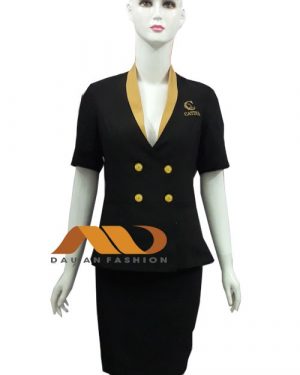 Đồng phục nhân viên áo vest đen phối vàng AS0009
