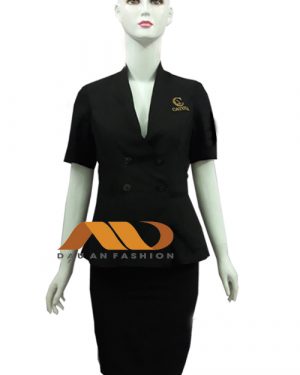 Đồng phục nhân viên áo vest tay ngắn màu đen QS0029