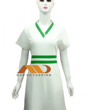 Đồng phục spa trắng viền xanh AS0041