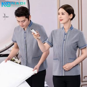 Đồng phục spa màu xám thiết kế sang trọng, chuyên nghiệp